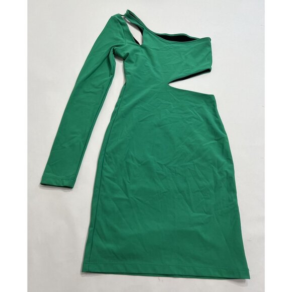 BOULEE Ciara Body Con Asymmetrical Mini Dress in Green - Picture 3 of 4